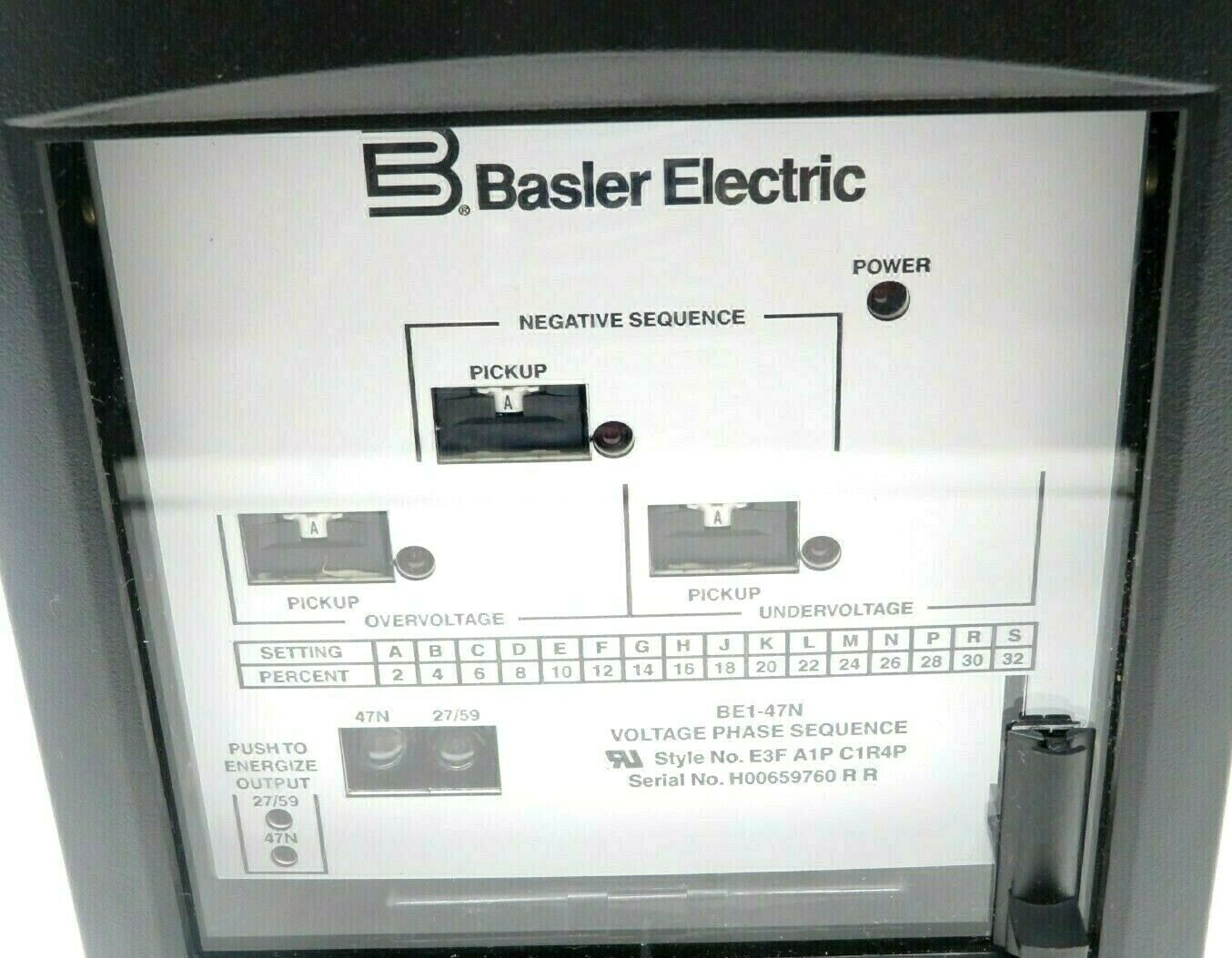 NEW BASLER ELECTRIC BE147N RELAY NEGATIVE SEQUENCE VOLTAGE BE147N SB