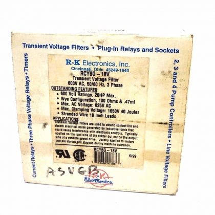NEW RK ELECTRONICS RCY6G-18V TRANSIENT VOLTAGE FILTER RCY6G18V