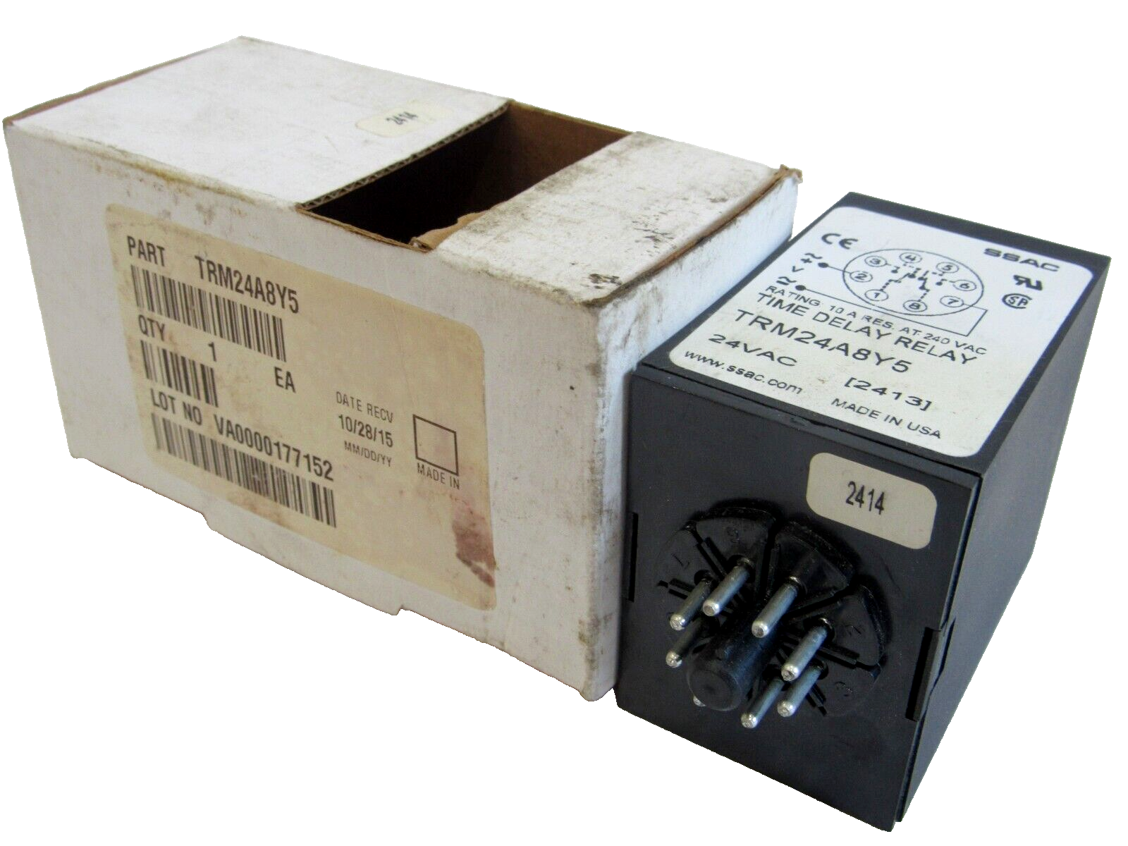 Ssac Timer Relay NEW SSAC TRM24A8Y5 TIME DELAY RELAY 24VAC - SB Industrial Supply, Inc.