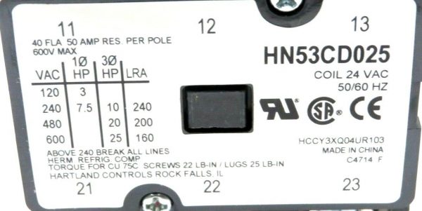 NEW UNITED TECHNOLOGIES CARRIER HN53CD025 CONTACTOR 24V 40AMP - Image 6