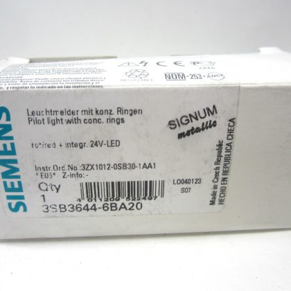 3 New Siemens 3SB3-644-6BA20 Pilot Light 3SB36446BA20