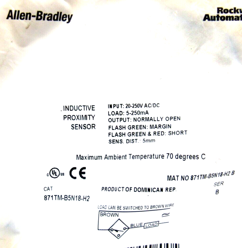 ALLEN BRADLEY 871TM-B5N18-H2 PROXIMITY SENSOR 871TMB5N18H2 NEW SURPLUS - Image 3
