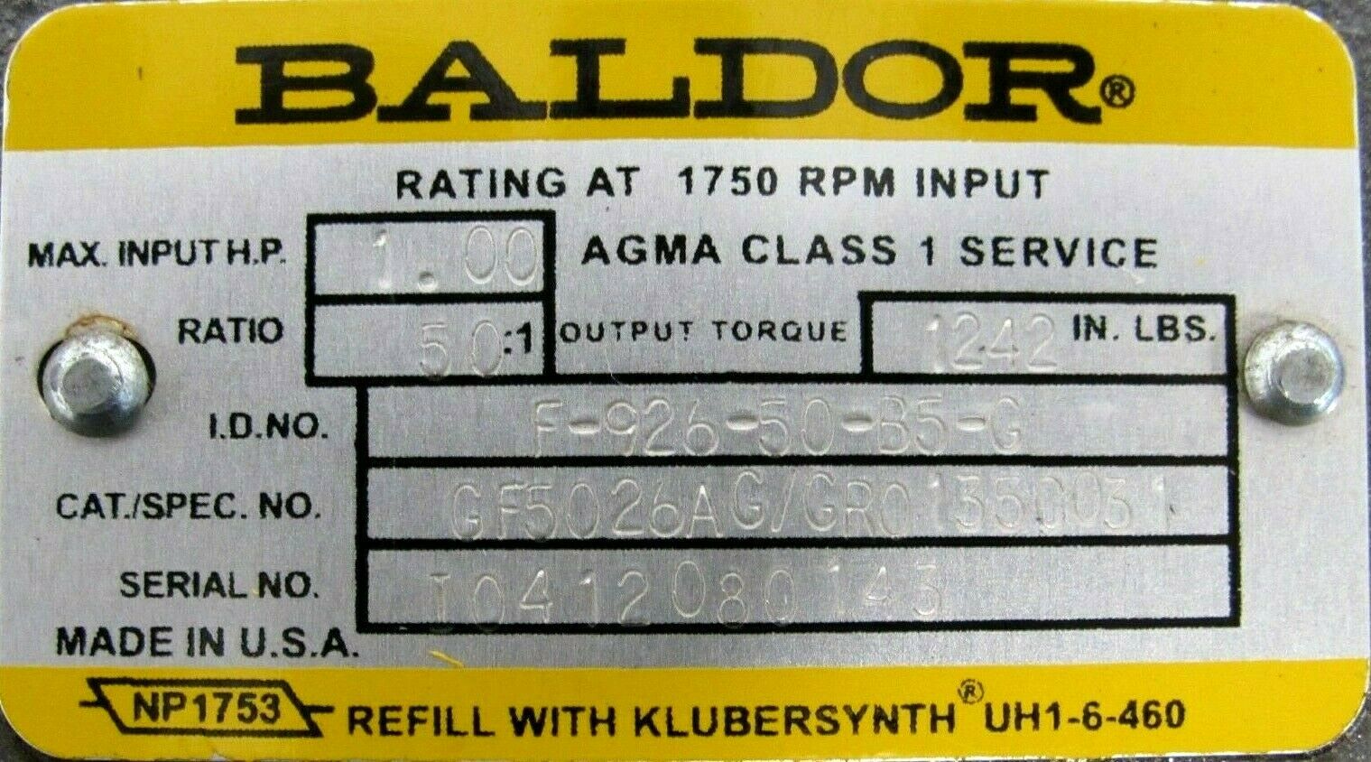NEW BALDOR F-926-50-B5-G SPEED REDUCER 50:1 GF5026AG/GR0135C031 F92650B5G - Image 4