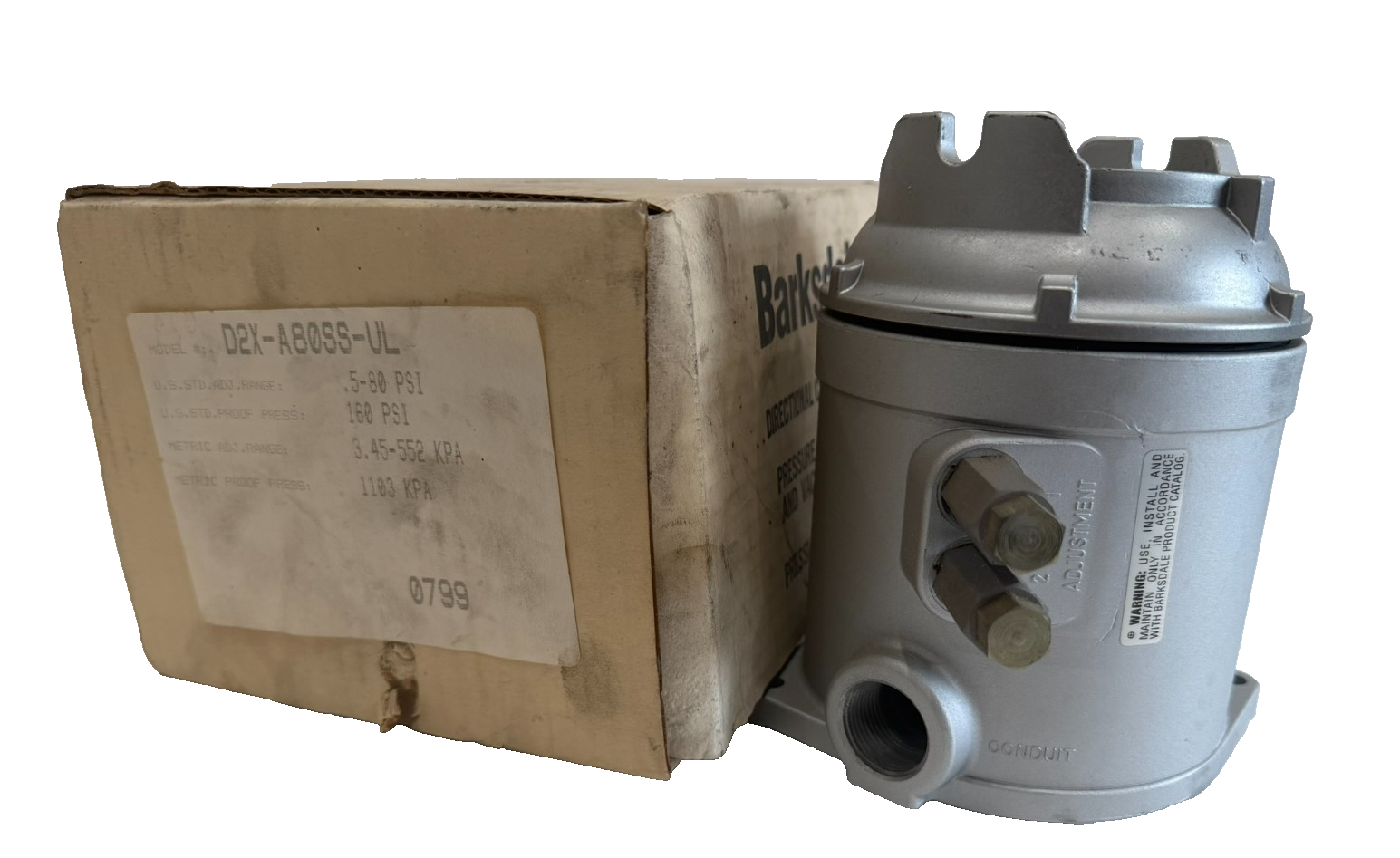 NEW BARKSDALE D2X-A80SS-UL PRESSURE SWITCH D2XA80SSUL