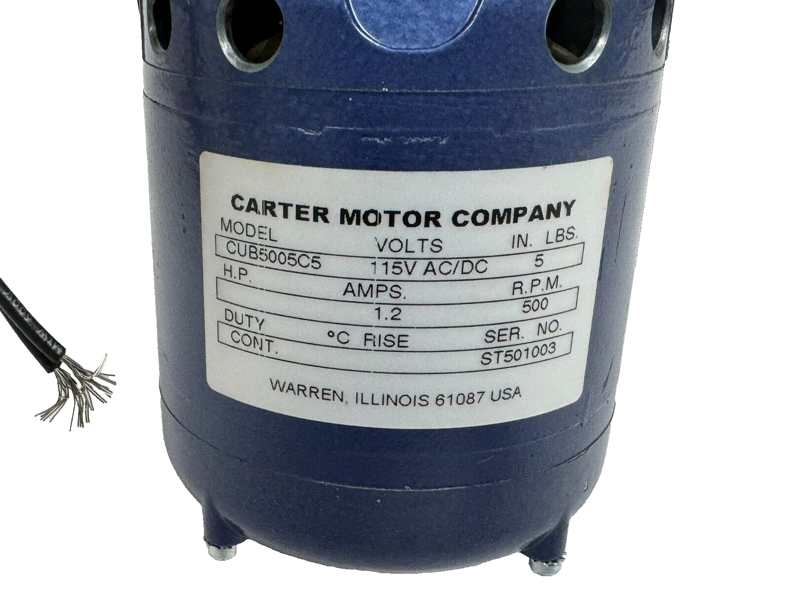 NEW CARTER MOTOR COMPANY CUB5005C5 GEARMOTOR 115VAC/DC 500RPM - Image 5