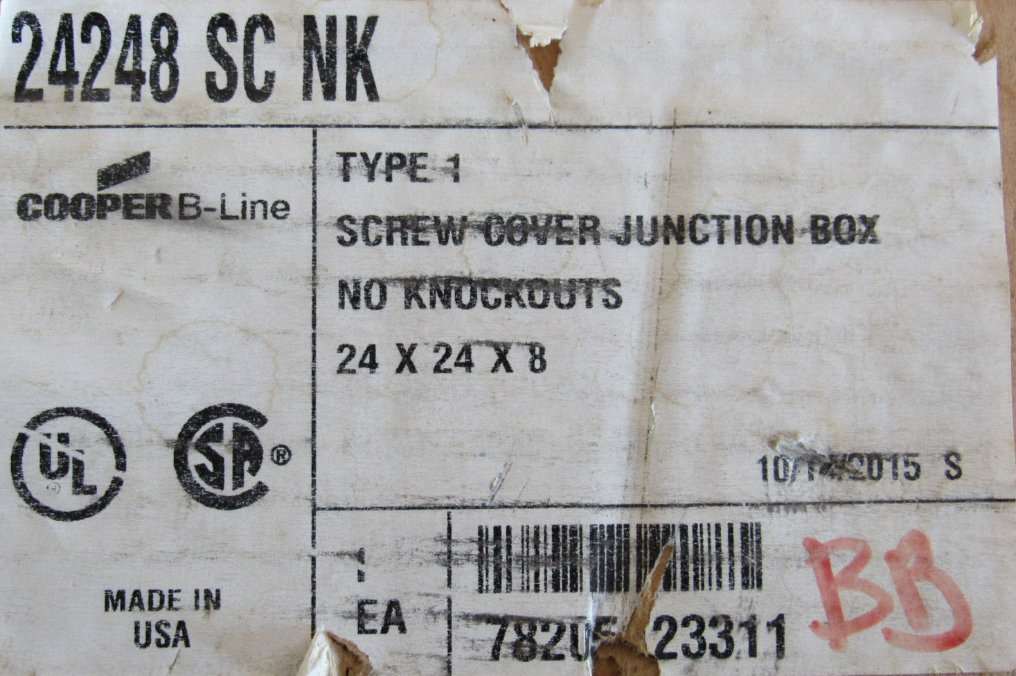 NEW COOPER 24248-SC-NK JUNCTION BOX 24x24x8 24248SCNK - Image 4