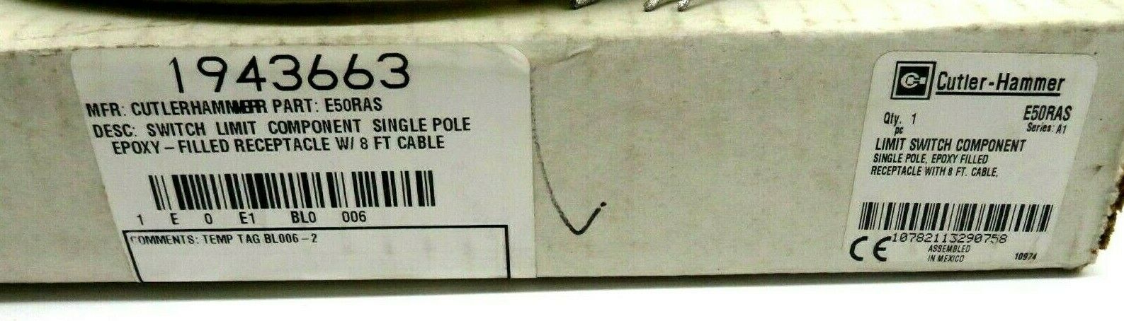 NEW CUTLER HAMMER E50RAS LIMIT SWITCH COMPONENT SINGLE POLE 8 FOOT CABLE - Image 5