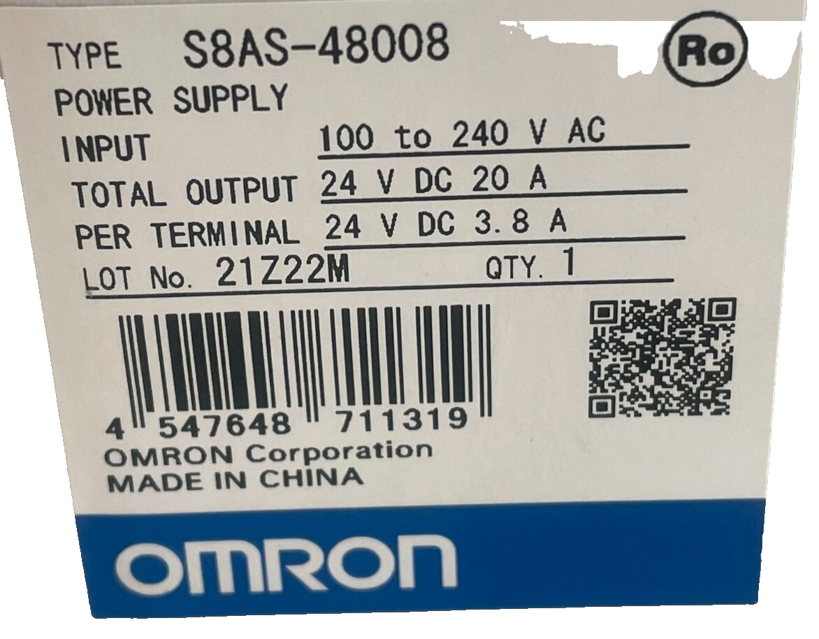 NEW OMRON S8AS-48008 POWER SUPPLY 24V DC 20A S8AS48008 - SB