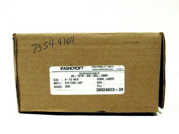 NEW ASHCROFT 45-1279-SS-02L-200# DURAGUAGE 451279SS02L200# - Image 3