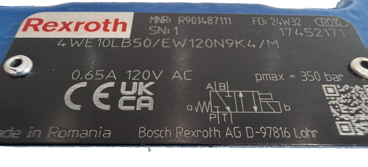 NEW REXROTH R901487111 HYDRAULIC VALVE 4WE10LB5X/EW120N9K4/M - Image 3