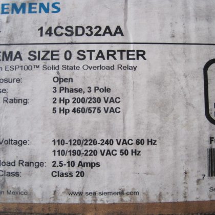 NEW SIEMENS 14CSD32AA  CONTACTOR