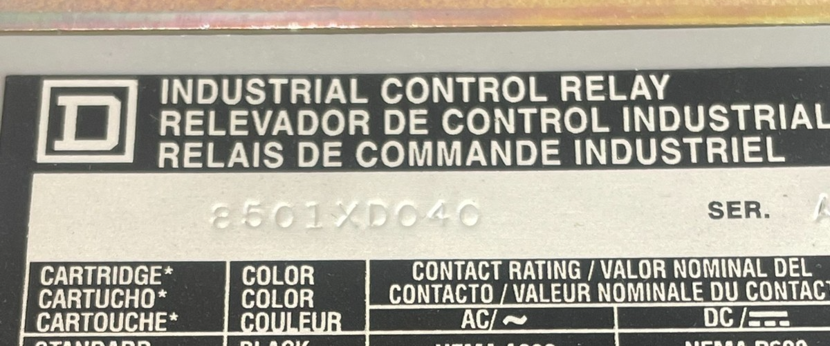NEW SQUARE D 8501XDO40 V53 CONTROL RELAY SER. A 8501XDO40V53 - Image 4
