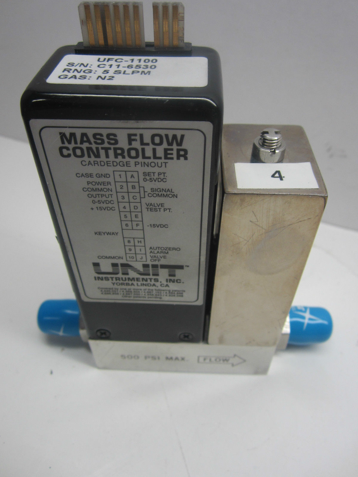 USED Unit Instruments UFC-1100 Mass Flow Controller 5 SLPM Gas N2 UFC1100