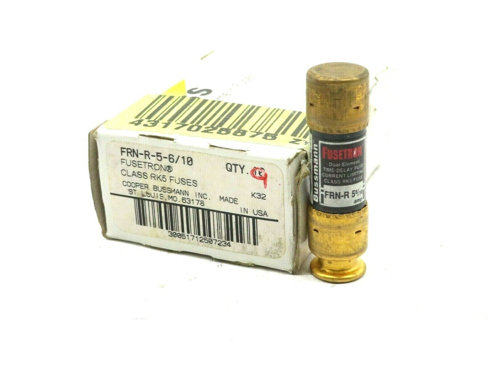 9 NEW BUSSMANN FRN-R-5-6/10 DUAL ELEMENT FUSES FRNR5610 - SB Industrial ...