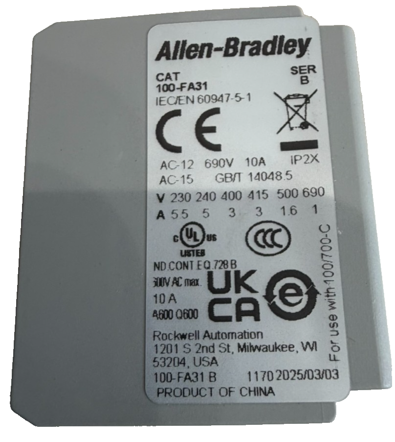 ALLEN BRADLEY 100-FA31 AUXILIARY CONTACT SER.B 100FA31 NEW, SURPLUS - Image 4