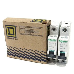 LOT OF 2 NEW SQUARE D 17421 CIRCUIT BREAKERS D0.5 A C60 MULTI 9