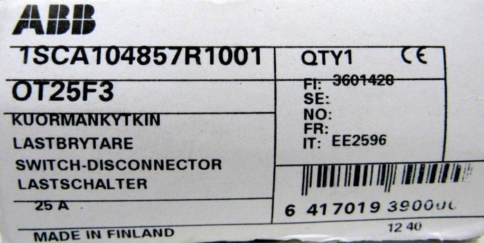 NEW ABB 1SCA104857R1001 DISCONNECT SWITCH WITH 1SCA105215R1001 HANDLE - Image 5