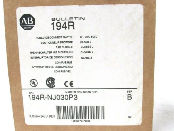 NEW ALLEN BRADLEY 194R-NJ030P3 FUSED DISCONNECT SWITCH 194RNJ030P3 - Image 3