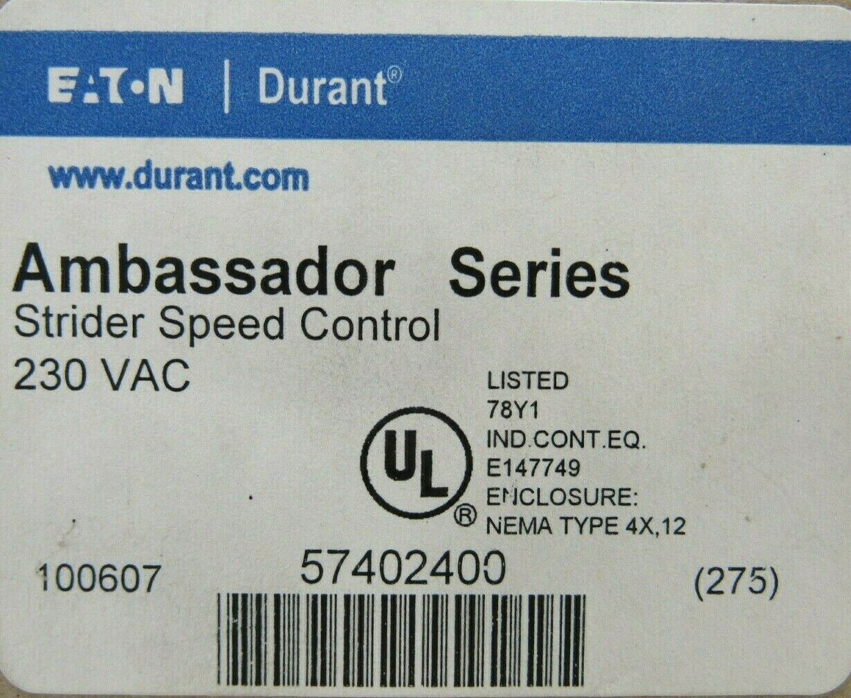 NEW EATON DURANT 57402-400 SPEED CONTROLLER 230V 57402400 - SB ...