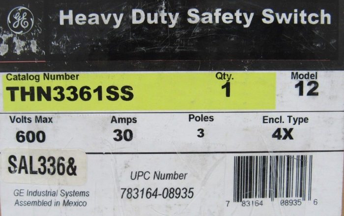 NEW GENERAL ELECTRIC THN3361SS SAFETY SWITCH 600V 30A 3 POLES - Image 6