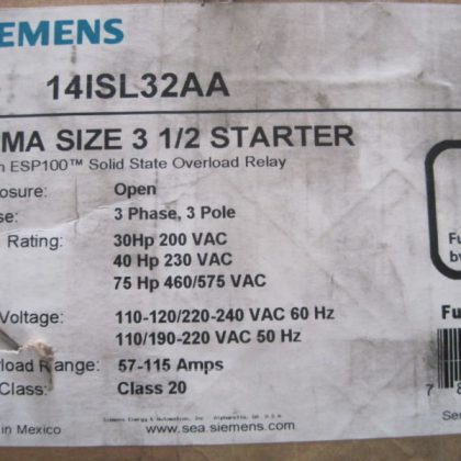 NEW SIEMENS 14ISL32AA STARTER  SIZE 3 1/2