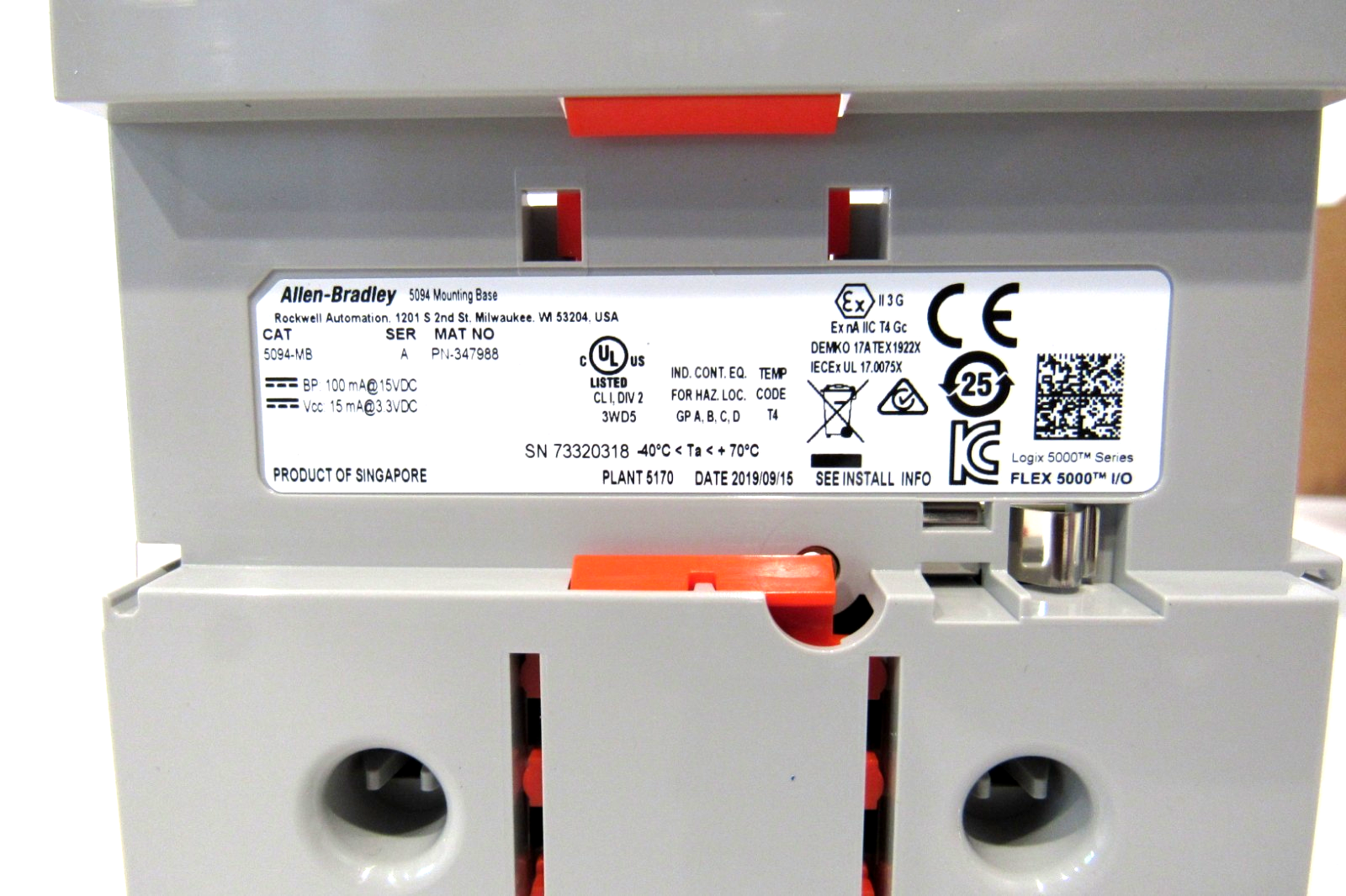 ALLEN BRADLEY 5094-MB MOUNTING BASE SER.A 5094MB NEW SURPLUS - Image 4