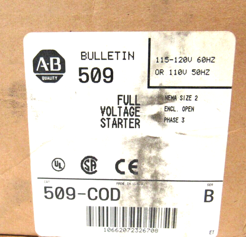 NEW ALLEN BRADLEY 509-COD FULL VOLTAGE STARTER SER.B 3 PHASE SIZE 2 509COD - Image 5