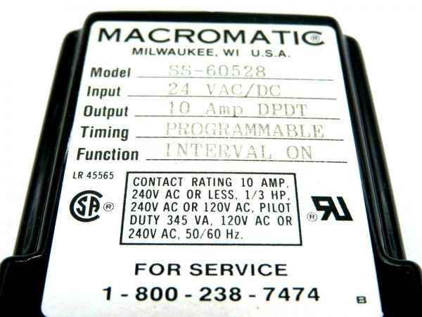 NEW MACROMATIC SS-60528 TIME DELAY RELAY SS60528 - Image 4