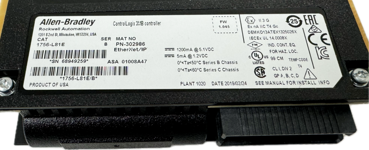 USED ALLEN BRADLEY 1756-L81E CONTROLLOGIX 3MB CPU MODULE 5580 SER. B 1756L81E - Image 5