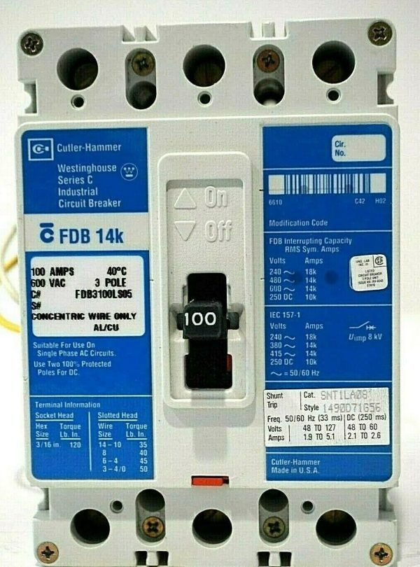 USED CUTLER HAMMER-WESTINGHOUSE FDB3100LS05 CIRCUIT BREAKER - Image 3