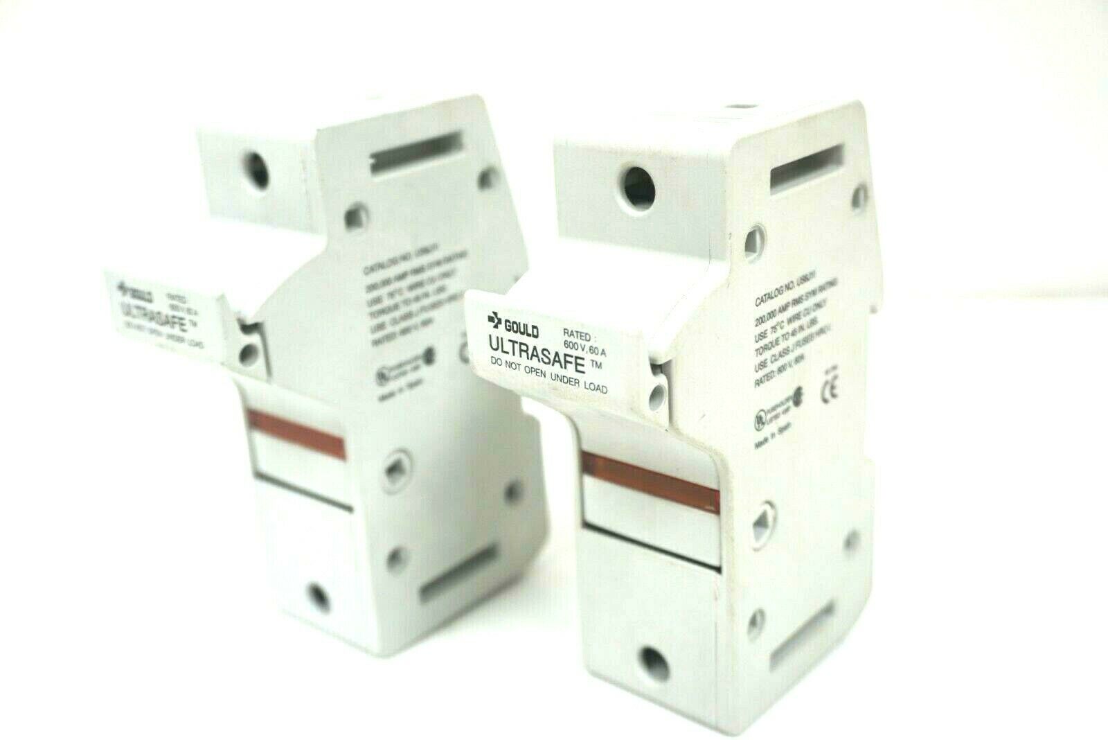 2 NEW GOULD US6J1I ULTRASAFE FUSE HOLDERS 60A 600V SB Industrial