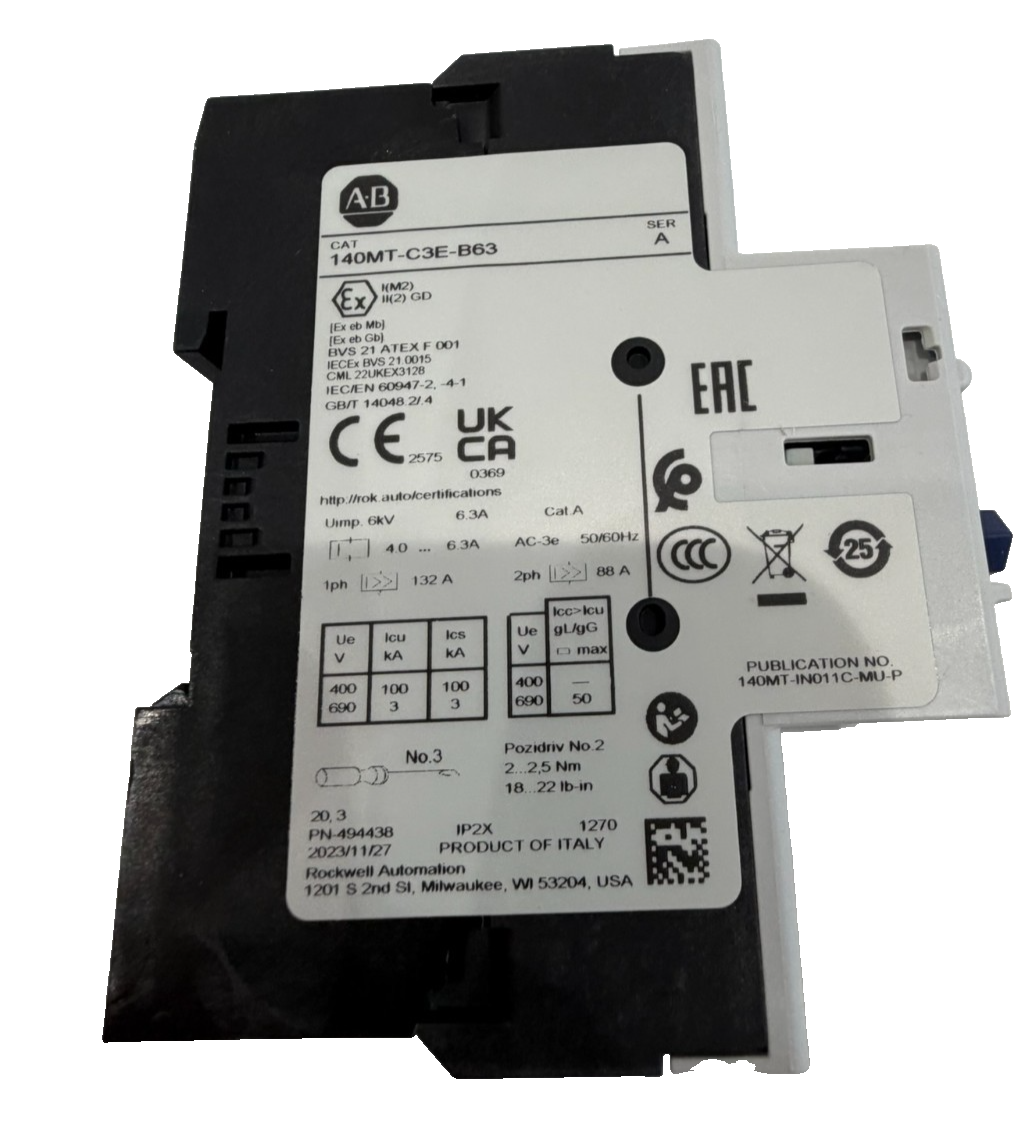 ALLEN BRADLEY 140MT-C3E-B63 CIRCUIT BREAKER SER. A 140MTC3EB63 NEW, SURPLUS - Image 5