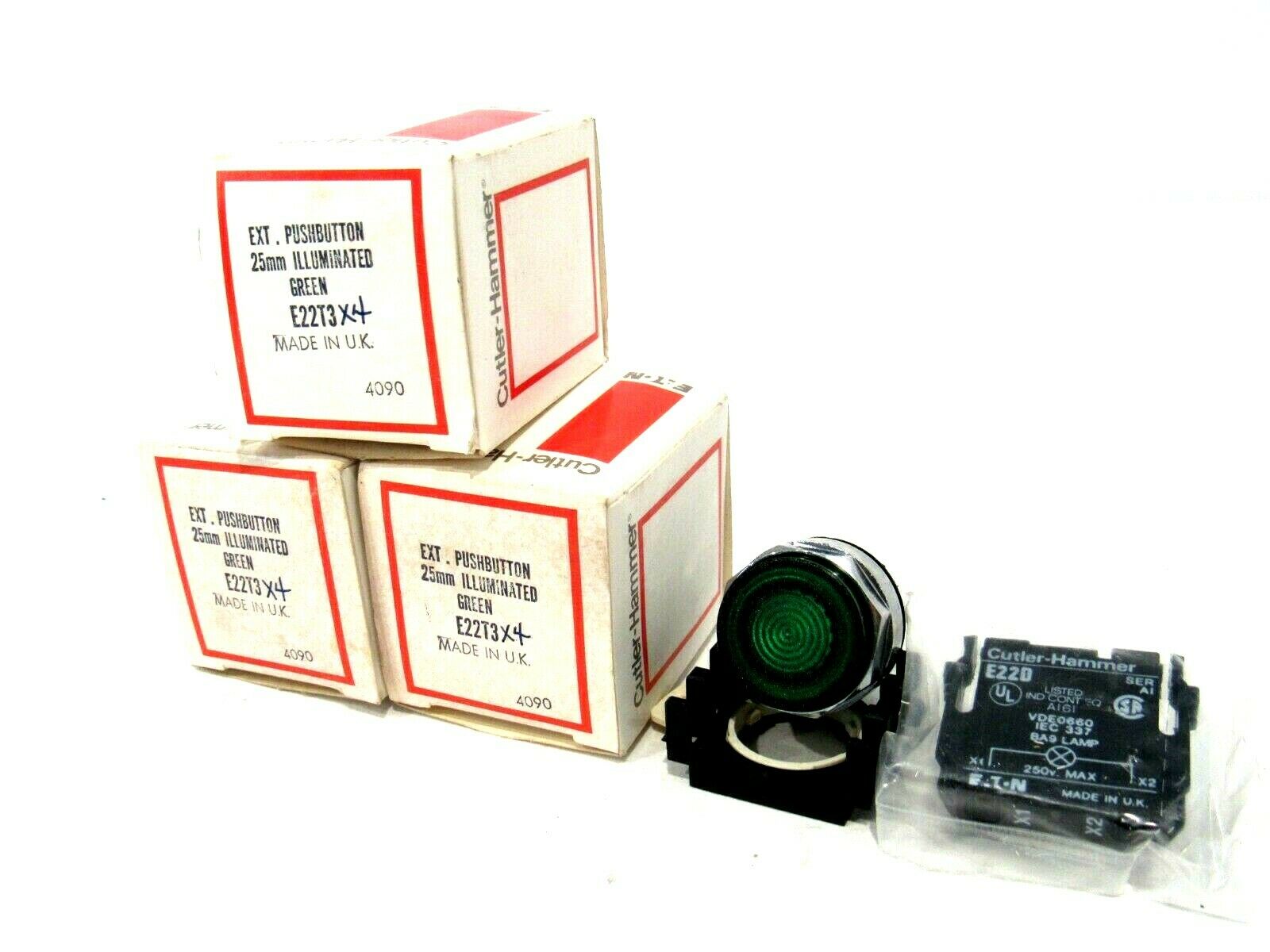 LOT OF 3 NEW CUTLER HAMMER E22T3X4 PUSHBUTTON