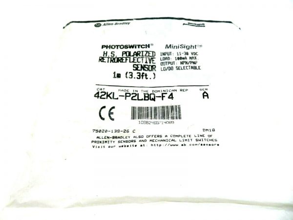 NEW ALLEN BRADLEY 42KL-P2LBQ-F4 POLARIZED RETROREFLECTIVE SENSOR 42KLP2LBQF4 - Image 3