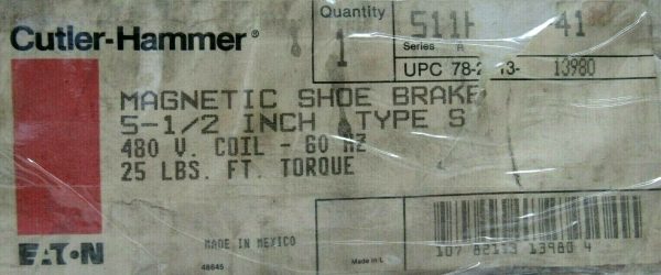 NEW CUTLER HAMMER 511H992A MAGNETIC SHOE BRAKE 5-1/2" TYPE S 480V - Image 6