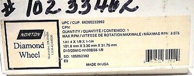 NEW NORTON D10/20MIC-N100B56-1/8 GRINDING WHEEL A1A 4X1/8X1-1/4 - Image 3