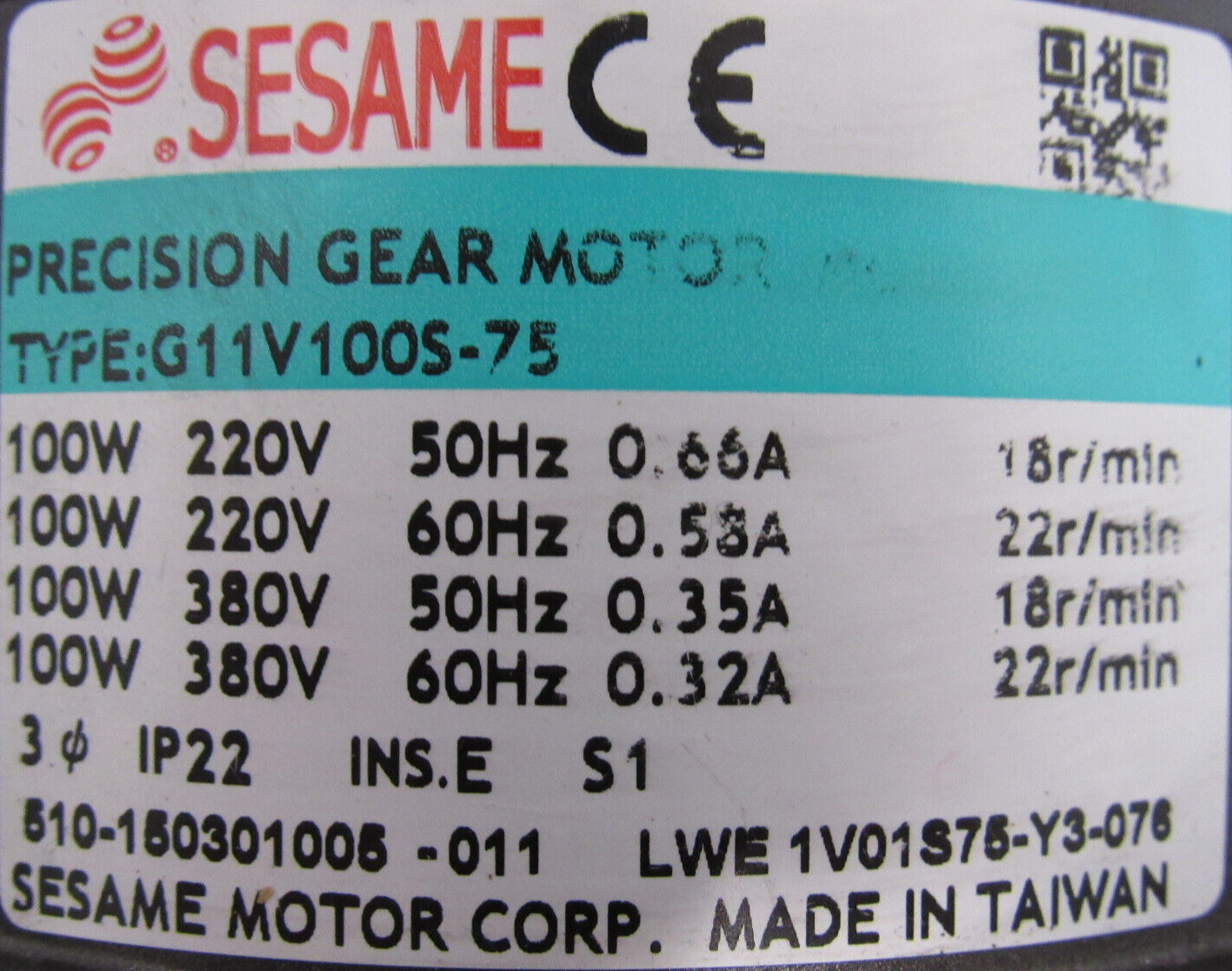 NEW SESAME G11V100S-75 MOTOR 220/380V G11V100S75 - Image 4