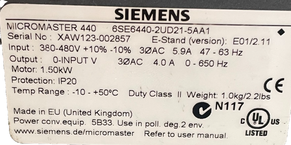 NEW SIEMENS 6SE6440-2UD21-5AA1 AC DRIVE 6SE64402UD215AA1 - Image 5