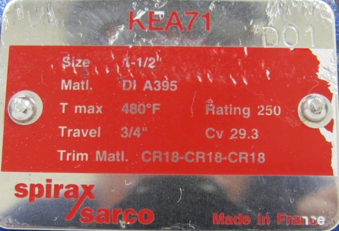 NEW SPIRAX SARCO KEA71 CONTROL VALVE DI-A395 3326 - Image 5
