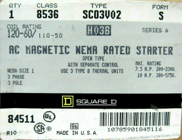 NEW SQUARE D 8536-SC03V02-S STARTER SIZE 1 SER A 8536SC03V02S - Image 4