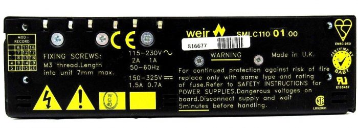 NEW WEIR SMLC110-01-00 POWER SUPPLY SMLC1100100 922603 - Image 6