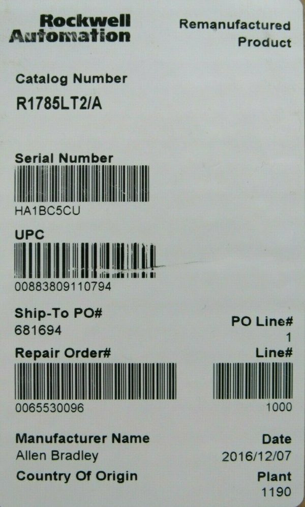 REMANUFACTURED ALLEN BRADLEY 1785-LT2/A PROCESSOR MODULE R1785-LT2/A 1785LT2A - Image 5