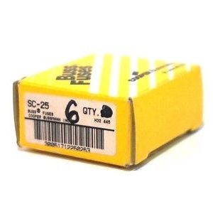 6 NEW BUSSMANN SC-25 FUSES SC25