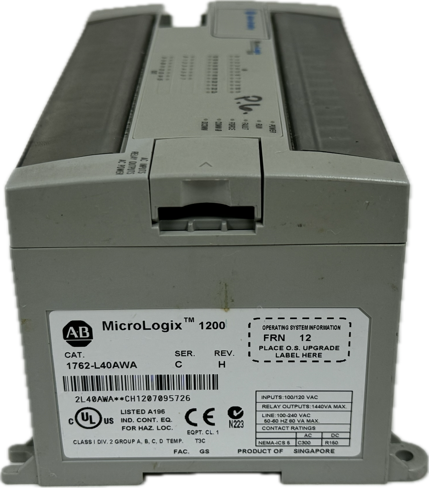 ALLEN BRADLEY 1762-L40AWA MICROLOGIX 1200 CONTROLLER SER.C REV. H 1762L40AWA - Image 4