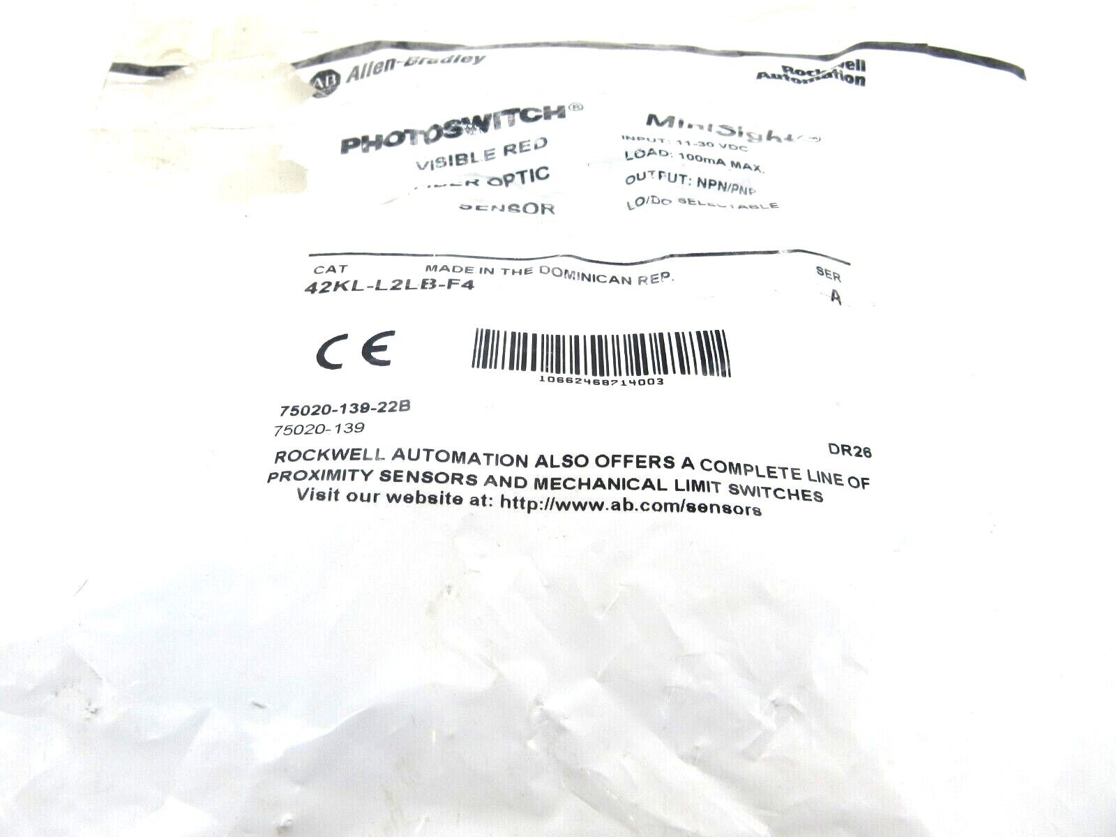 NEW ALLEN BRADLEY 42KL-L2LB-F4FIBER OPTIC SENSOR 42KLL2LBF4 - Image 4