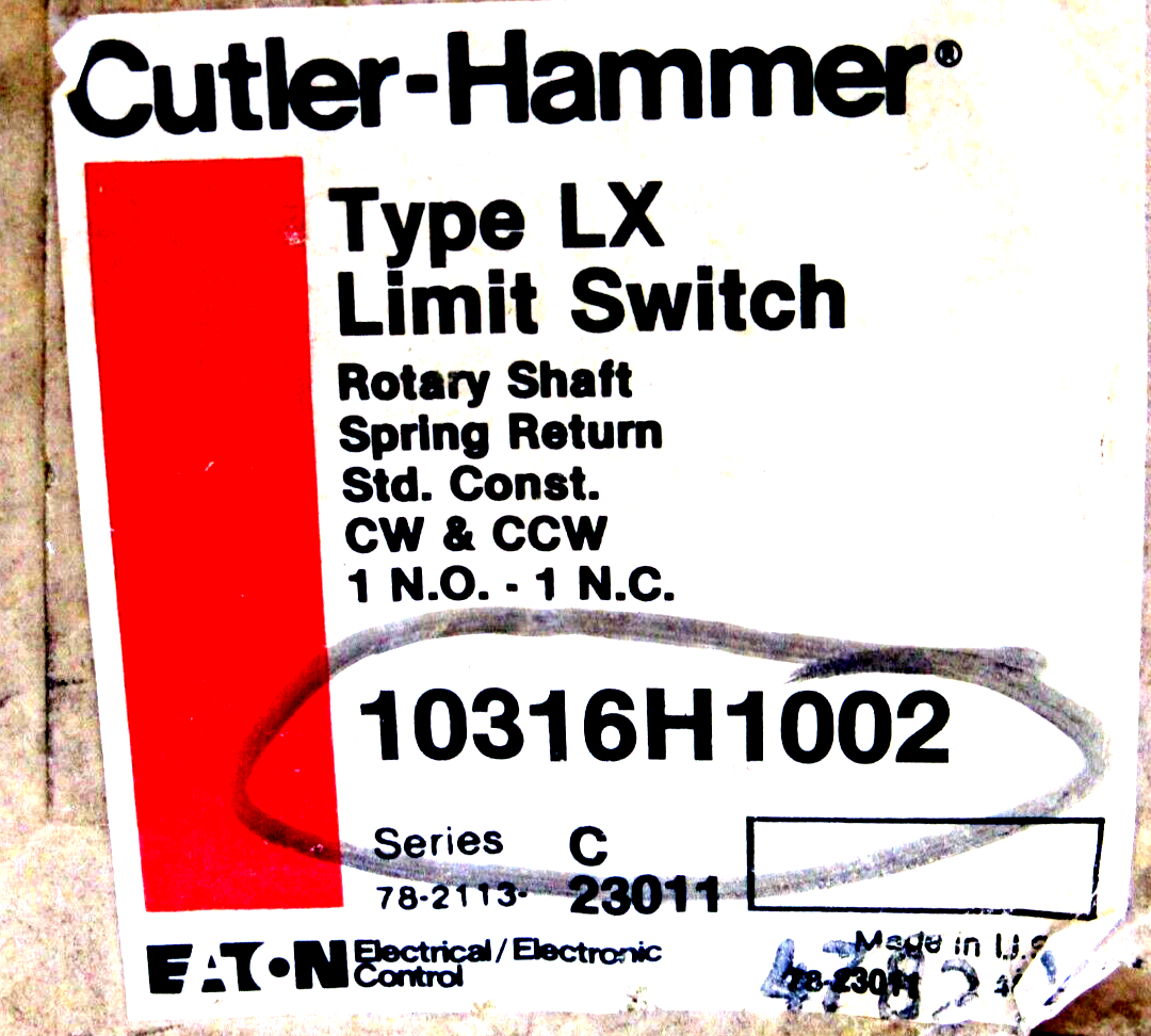 NEW CUTLER HAMMER 10316H1002 LIMIT SWITCH SERIES C TYPE LX - Image 3