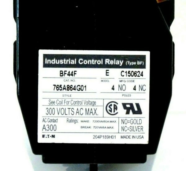 NEW EATON BF44F CONTROL RELAY 765A864G01 - Image 3