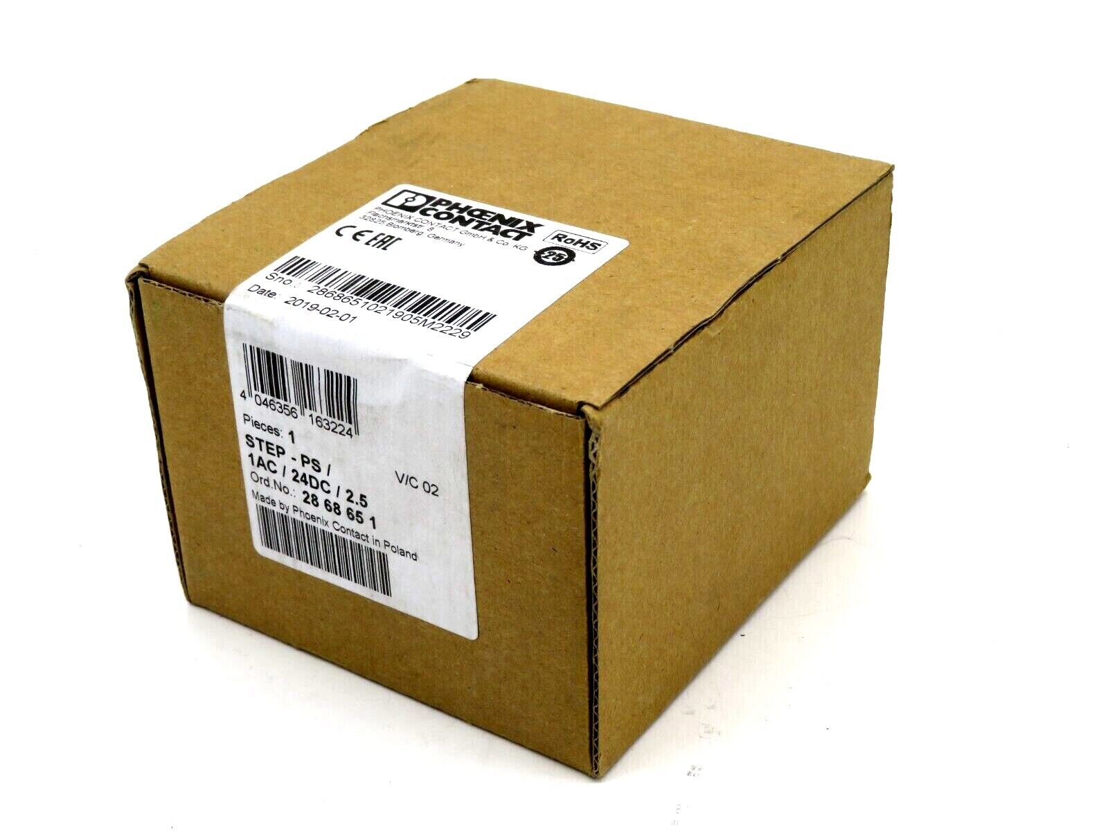 NEW SEALED PHOENIX CONTACT STEP-PS/ 1AC/24DC/2.5 POWER SUPPLY 2868651