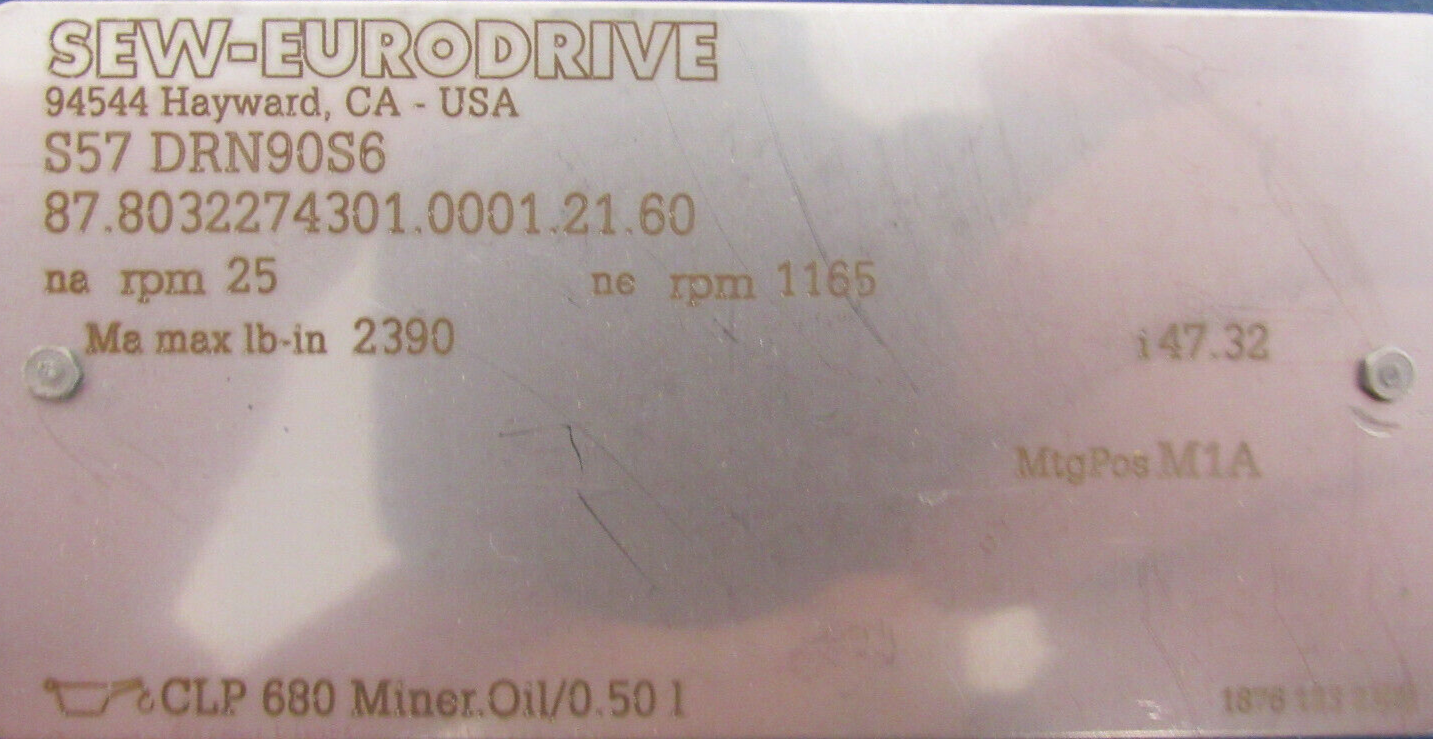 NEW SEW EURODRIVE S57 DRN90S6 GEAR MOTOR 230/460V S57DRN90S6 - Image 6