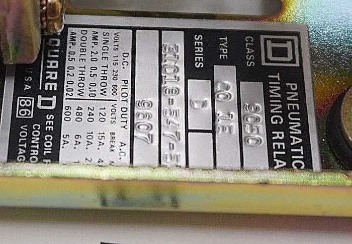 NEW SQUARE D 9050-C01EV66 DC PNEUMATIC TIMING RELAY 9050C01EV66 - Image 3